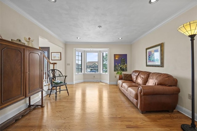 110 Northgate, West Mifflin, PA 15122 - living room featuring light wood-style floors, recessed lighting, and ornamental molding
