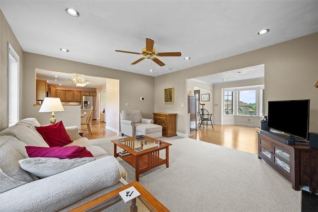 110 Northgate, West Mifflin, PA 15122 - living area with recessed lighting, light carpet, and a ceiling fan