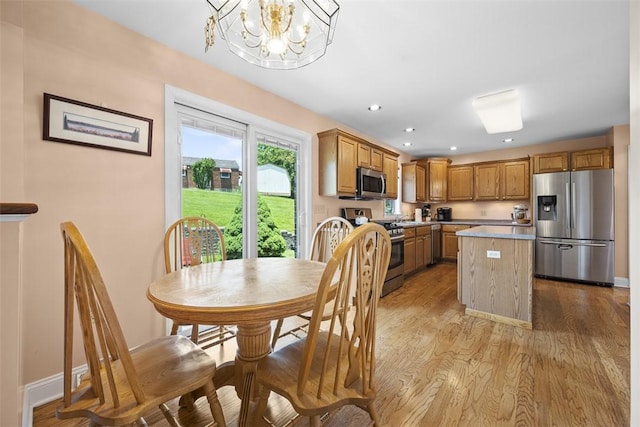 110 Northgate, West Mifflin, PA 15122 - dining area with a chandelier, light wood-style flooring, and recessed lighting