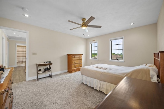 110 Northgate, West Mifflin, PA 15122 - bedroom with attic access, light colored carpet, recessed lighting, and ceiling fan