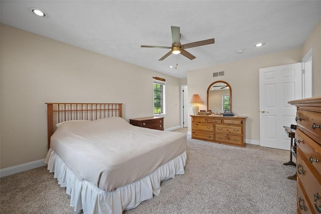 110 Northgate, West Mifflin, PA 15122 - bedroom featuring light carpet, recessed lighting, and a ceiling fan