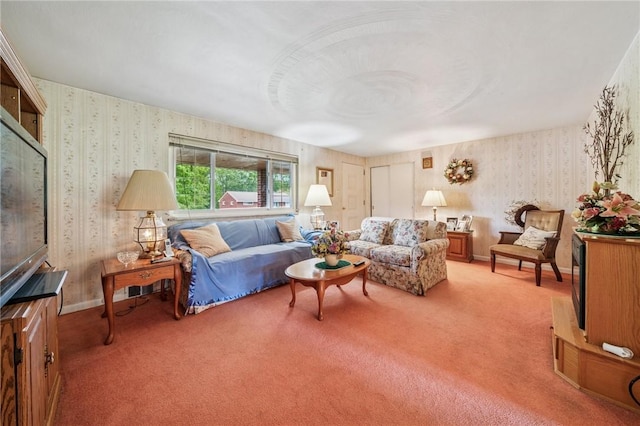 23 Corbett Ave, Hempfield Twp Wml, PA 15642 - living area featuring wallpapered walls and light colored carpet