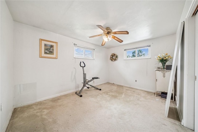 23 Corbett Ave, Hempfield Twp Wml, PA 15642 - workout room with light carpet and ceiling fan