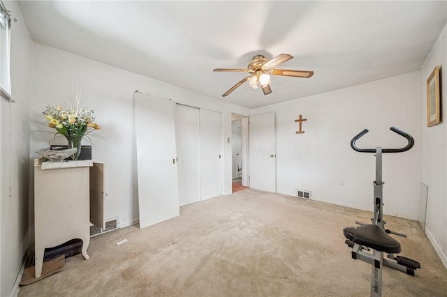 23 Corbett Ave, Hempfield Twp Wml, PA 15642 - exercise area featuring a ceiling fan and carpet flooring