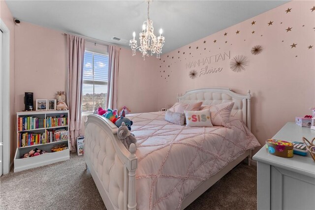 226 Stevens Ct, South Strabane, PA 15301 - bedroom with carpet floors and a chandelier
