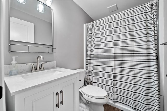 226 Stevens Ct, South Strabane, PA 15301 - bathroom with vanity, wood finished floors, and curtained shower