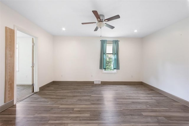 1431 Monastery Dr, Latrobe, PA 15650 - empty room with a ceiling fan, wood finished floors, and recessed lighting