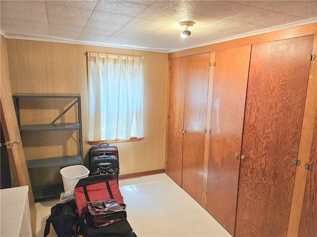 418 S Main St, Slippery Rock Boro, PA 16057 - office area featuring ornamental molding and wooden walls