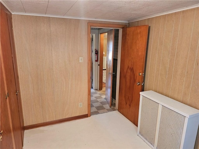 418 S Main St, Slippery Rock Boro, PA 16057 - corridor featuring wooden walls and radiator heating unit