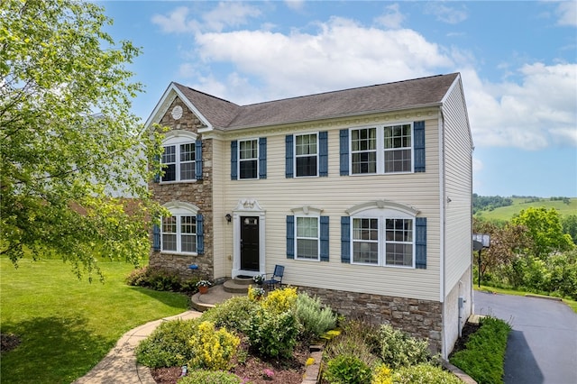 1020 Granite Dr, South Fayette, PA 15057 - view of front facade with stone siding and a front yard