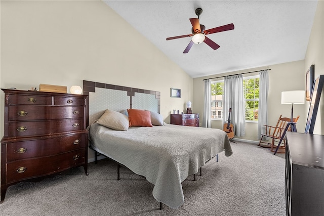 1020 Granite Dr, South Fayette, PA 15057 - bedroom with carpet floors, high vaulted ceiling, and a ceiling fan