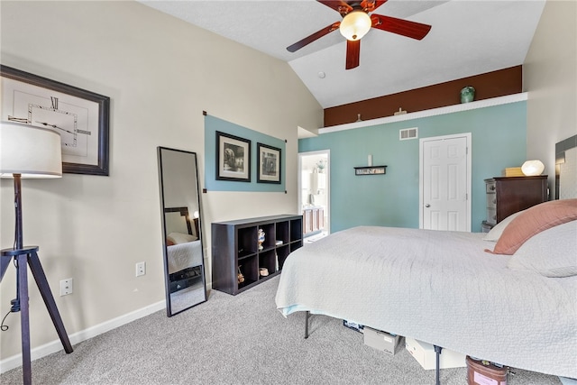1020 Granite Dr, South Fayette, PA 15057 - carpeted bedroom featuring vaulted ceiling and a ceiling fan