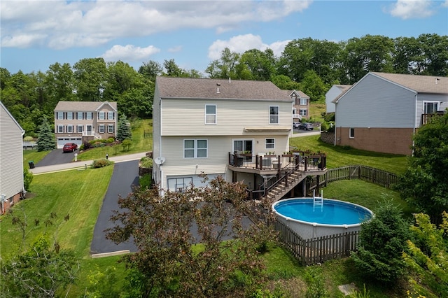 1020 Granite Dr, South Fayette, PA 15057 - back of house with a deck, stairs, a residential view, and view of wooded area