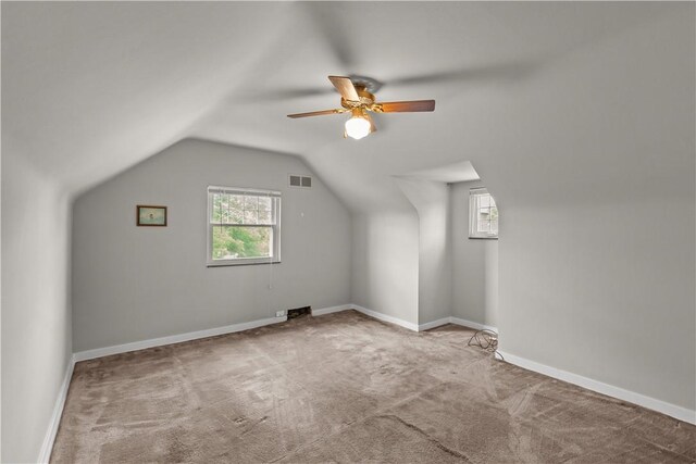 1031 Stratmore St, Ingram, PA 15205 - additional living space with carpet floors, a ceiling fan, and lofted ceiling