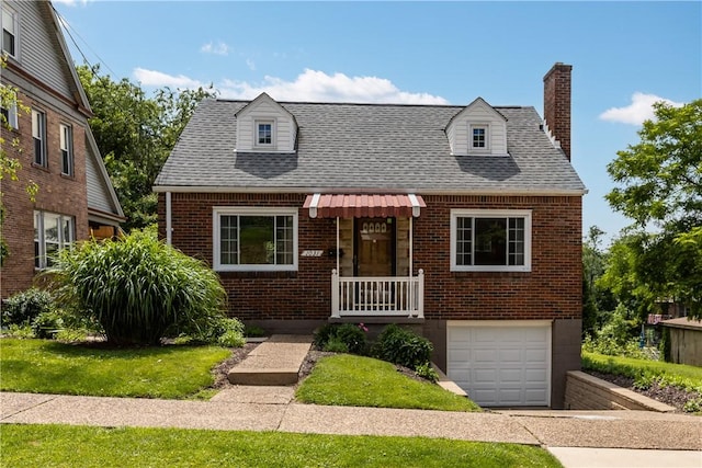 1031 Stratmore St, Ingram, PA 15205 - view of front of home with brick siding, a chimney, an attached garage, roof with shingles, and driveway
