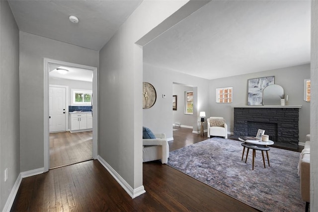 1822 Plainview Ave, Brookline, PA 15226 - living room featuring dark wood finished floors and a fireplace