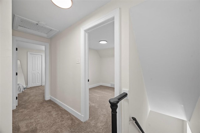 1313 Ingham St, Marshall Shadeland, PA 15212 - hall with carpet flooring, an upstairs landing, and attic access