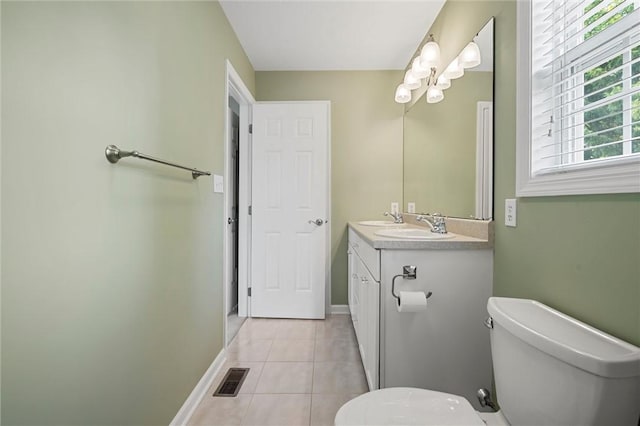 101 Creekside Dr, Buffalo Twp, PA 16055 - bathroom featuring vanity, tile patterned floors, and a chandelier
