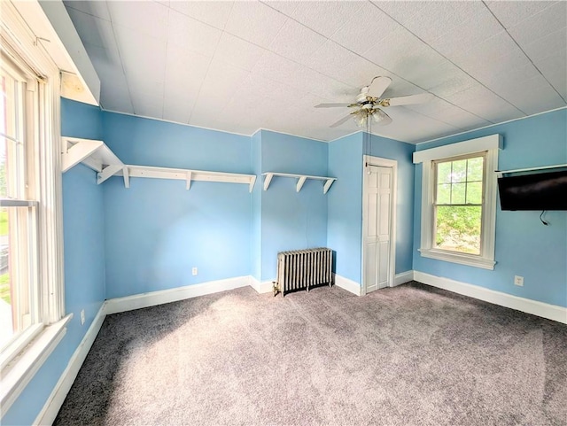 323 E 2nd St, Derry Boro, PA 15627 - spacious closet featuring radiator, carpet flooring, and ceiling fan