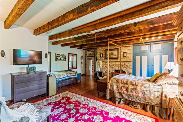 117 Havers Hill Rd, Jefferson/Mather, PA 15344 - bedroom with wood finished floors and beamed ceiling