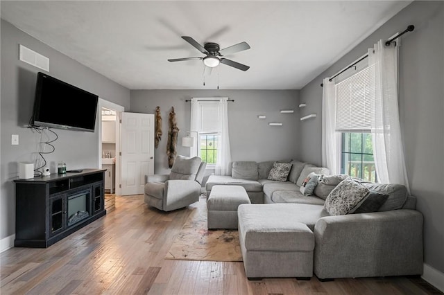 943 State Route 66, Gilpin Twp, PA 15690 - living room with a ceiling fan and wood finished floors