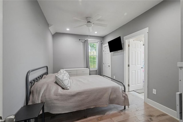 943 State Route 66, Gilpin Twp, PA 15690 - bedroom with light wood-type flooring, ceiling fan, and recessed lighting