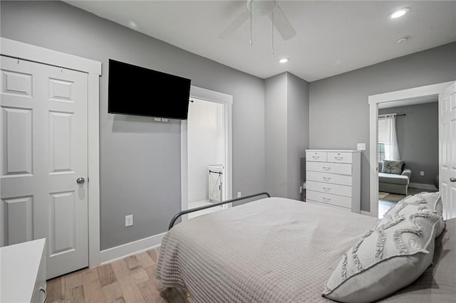 943 State Route 66, Gilpin Twp, PA 15690 - bedroom featuring light wood-style floors, recessed lighting, and a ceiling fan