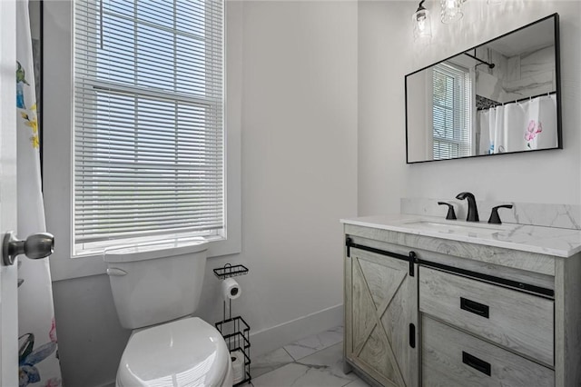 943 State Route 66, Gilpin Twp, PA 15690 - bathroom featuring marble finish flooring, vanity, and a shower with shower curtain