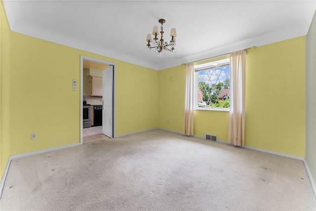 1228 Pinewood Dr, Mt Lebanon, PA 15243 - empty room featuring a chandelier and light colored carpet