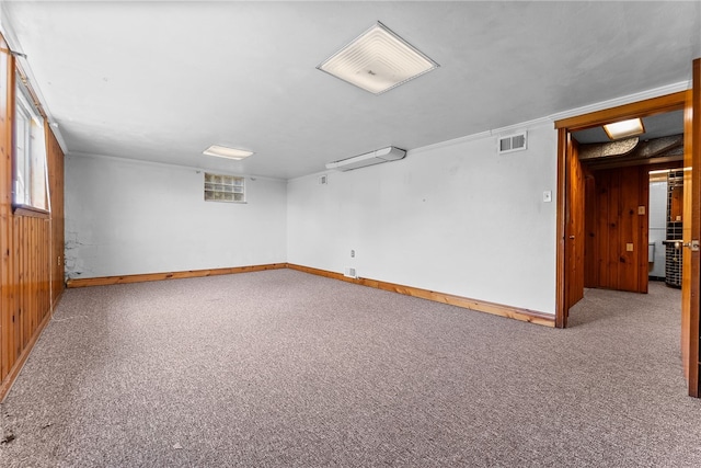 1228 Pinewood Dr, Mt Lebanon, PA 15243 - carpeted empty room featuring wooden walls