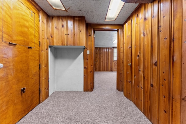 1228 Pinewood Dr, Mt Lebanon, PA 15243 - corridor with carpet flooring and wood walls