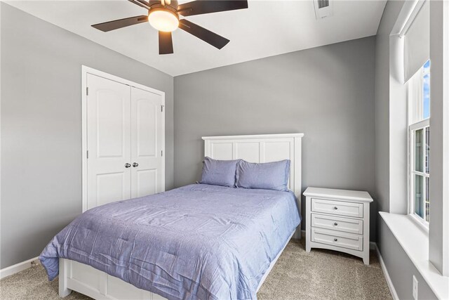 136 Sweetwater Dr, Moon/Crescent Twp, PA 15108 - carpeted bedroom with a closet and a ceiling fan