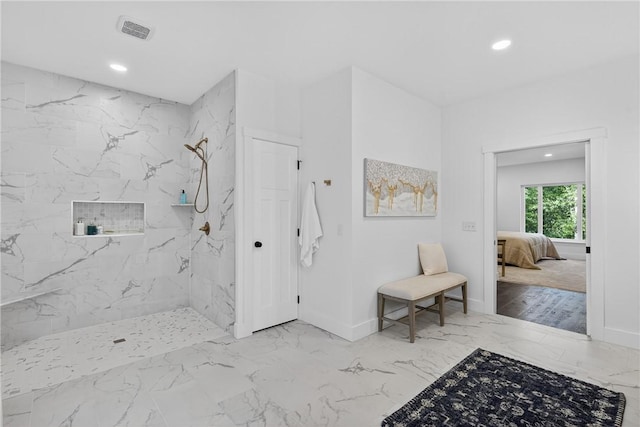 521 Creek Rd, Smith, PA 15019 - ensuite bathroom featuring marble finish floors, recessed lighting, and a marble finish shower