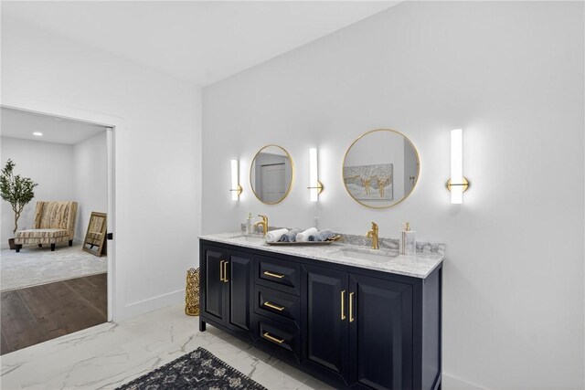 521 Creek Rd, Smith, PA 15019 - full bathroom featuring double vanity and marble look tile flooring