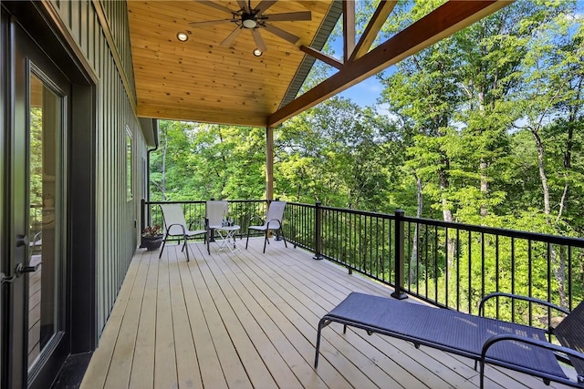 521 Creek Rd, Smith, PA 15019 - wooden terrace with a ceiling fan and view of scattered trees