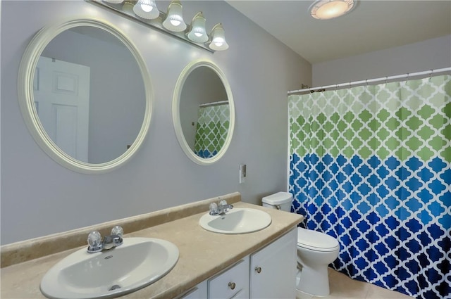 490 Tara Ct, Clinton Twp, PA 16056 - full bathroom featuring double vanity, tile patterned flooring, and curtained shower