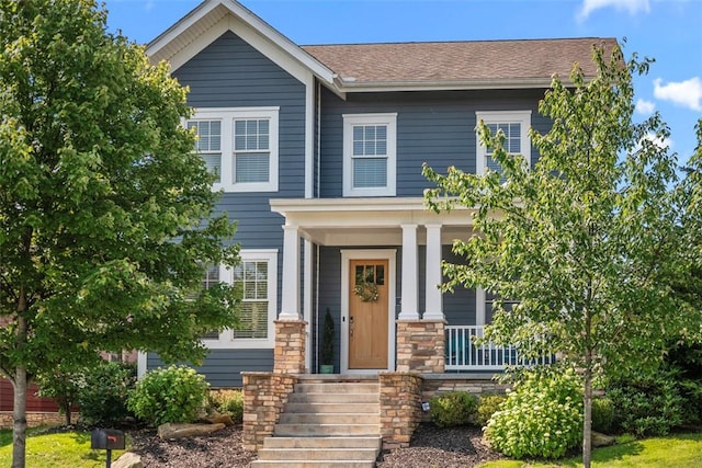403 Cayuga Cir, Marshall, PA 16046 - view of front of house featuring a porch and stone siding