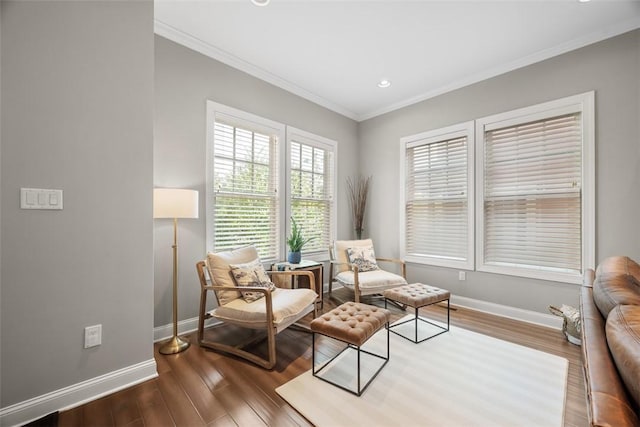 403 Cayuga Cir, Marshall, PA 16046 - sitting room featuring wood finished floors, ornamental molding, and recessed lighting