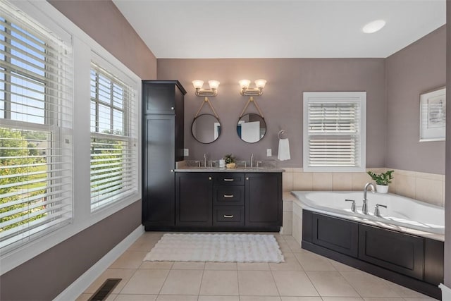 403 Cayuga Cir, Marshall, PA 16046 - full bathroom featuring double vanity, a bath, and tile patterned floors