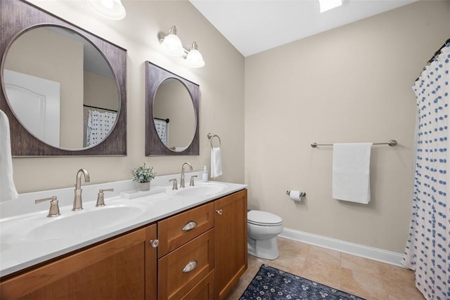 403 Cayuga Cir, Marshall, PA 16046 - bathroom featuring double vanity, a shower with shower curtain, and tile patterned flooring