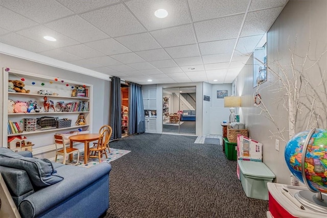 360 Jo Ann Dr, Monessen, PA 15062 - playroom with carpet floors, a drop ceiling, and recessed lighting
