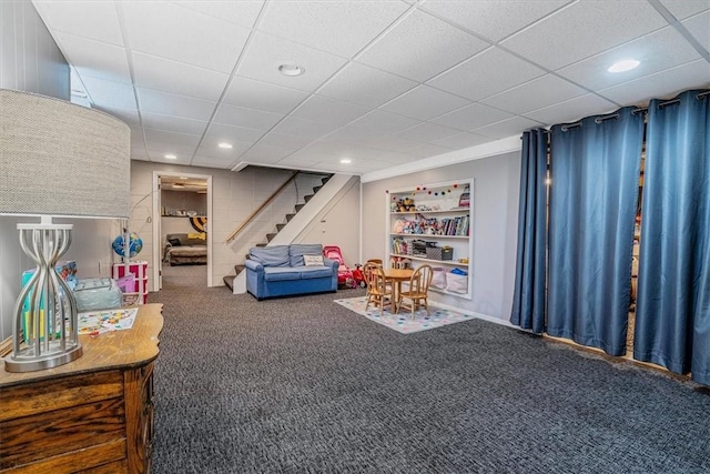 360 Jo Ann Dr, Monessen, PA 15062 - playroom with carpet flooring, a drop ceiling, and recessed lighting