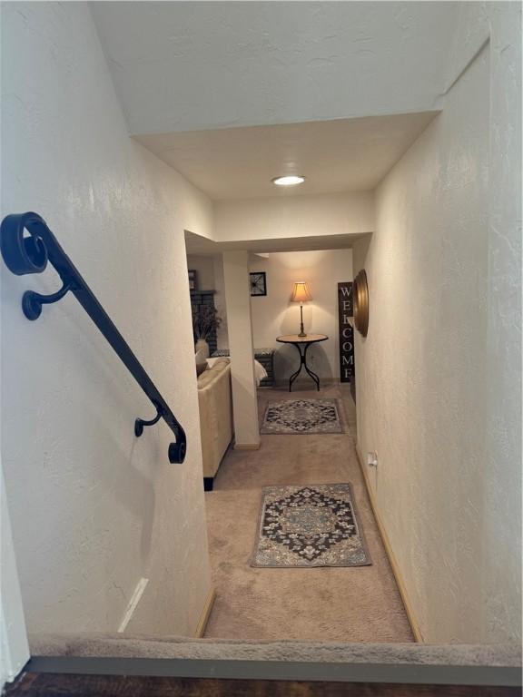5301 Ranchview Dr, Baldwin Boro, PA 15236 - corridor with a textured wall and carpet floors