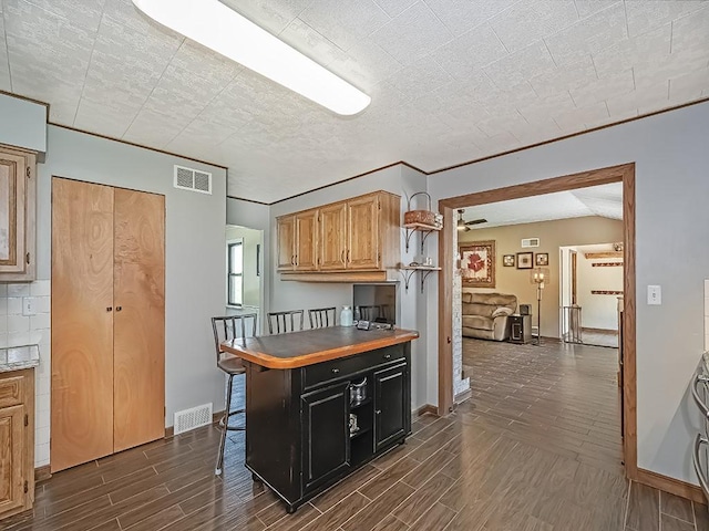 165 Monks Rd, Clinton Twp, PA 16056 - kitchen featuring dark wood-type flooring, dark cabinetry, and open shelves