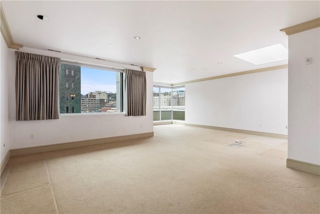 537 N Neville St Unit 6A, Shadyside, PA 15213 - unfurnished room with carpet, a skylight, and ornamental molding