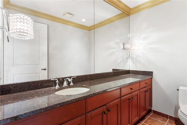 537 N Neville St Unit 6A, Shadyside, PA 15213 - bathroom featuring ornamental molding, vanity, and tile patterned floors