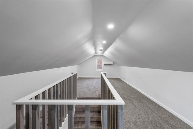 4736 Doyle Rd, Whitehall, PA 15227 - stairway with vaulted ceiling, carpet flooring, and recessed lighting
