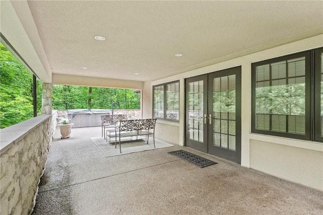 337 Fox Chapel Rd, Fox Chapel, PA 15238 - view of patio with a hot tub and french doors