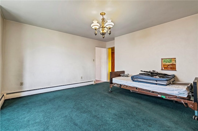 1518 Carlisle St, Natrona Hts/Harrison Twp, PA 15065 - carpeted bedroom with a chandelier and a baseboard radiator