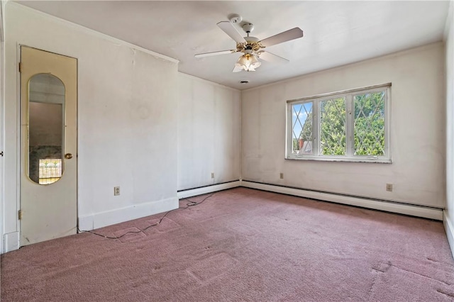 1518 Carlisle St, Natrona Hts/Harrison Twp, PA 15065 - carpeted empty room with ceiling fan, crown molding, and baseboard heating